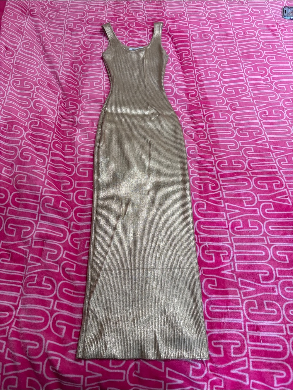 Hera Collection Gold Metallic Maxi Tank Dress